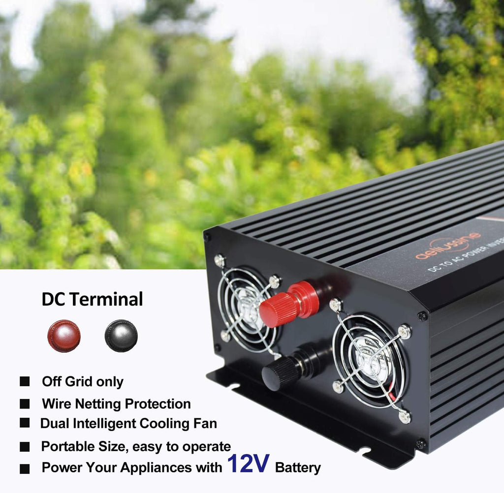 1500 Watt Pure Sine Wave Inverter 12v DC to AC 110v 120v with LCD Display A3679