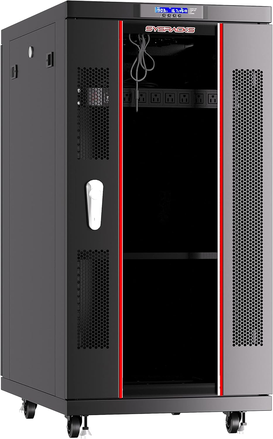 22U Locking Server Rack Cabinet on Casters with Cooling Fan P37115