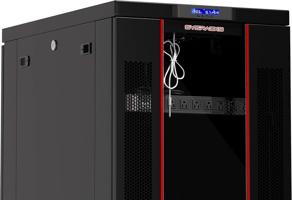 22U Locking Server Rack Cabinet on Casters with Cooling Fan P37115