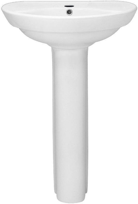 White Pedestal Sink Top and Leg with Center Hole M963