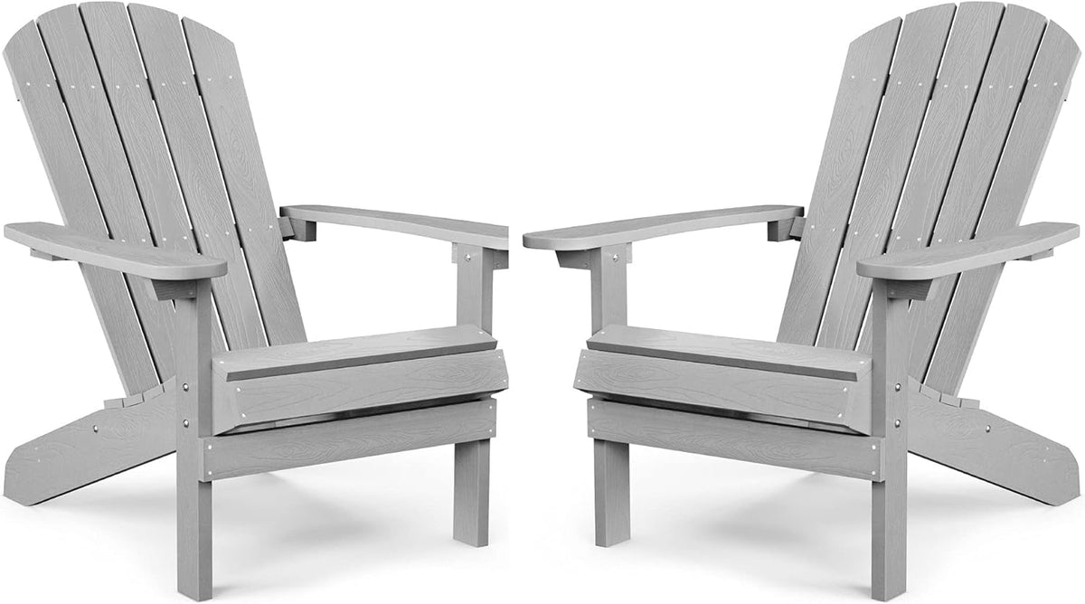 Black Plastic Adirondack Chairs Set of 2 W3031
