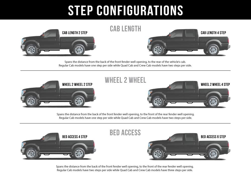 Cab Length Textured Black Running Boards W876