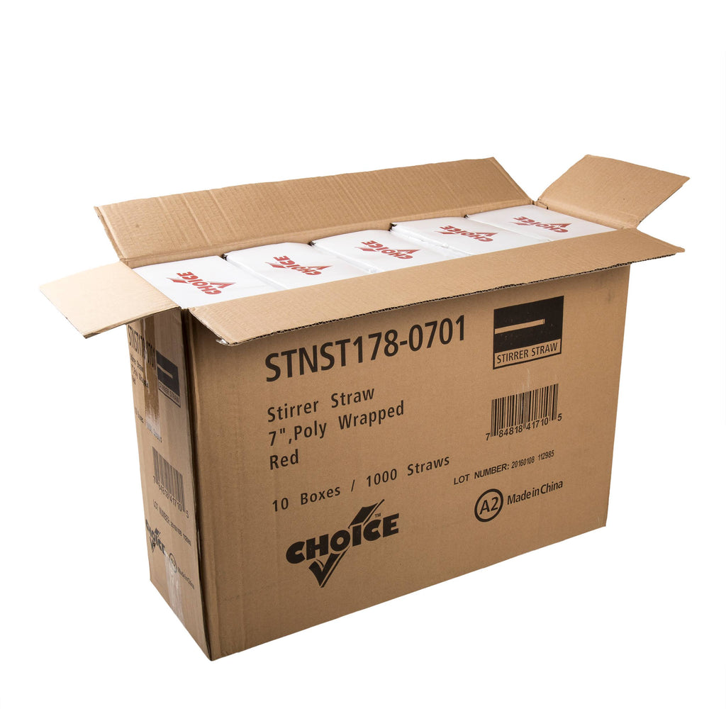 Red Sip Straw/Stirrer, Case of 10,000 B5134