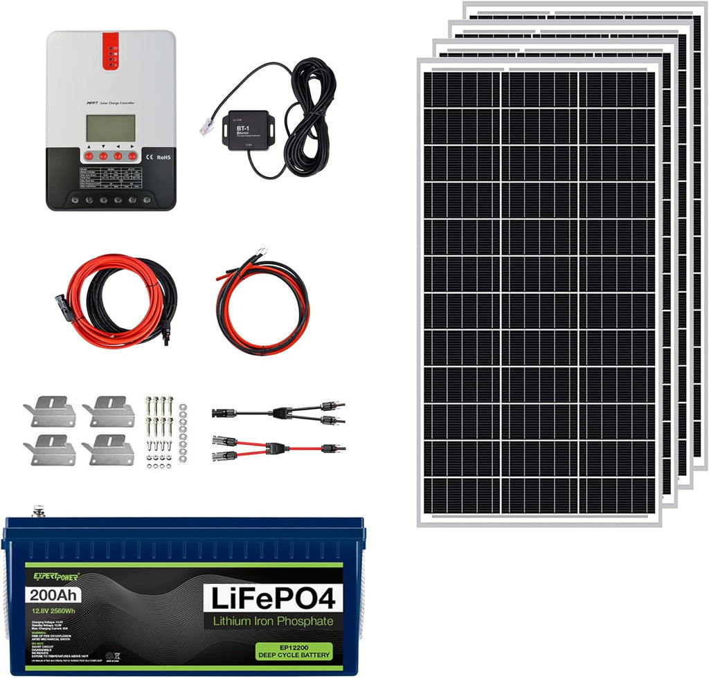 12V 200Ah LiFePO4 Solar Power Kit with 400W Panels and 30A MPPT Controller A54357