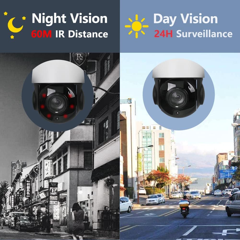 PTZ Camera Outdoor IP POE Camera 2.0MP 196ft IR Night Vision 20x Zoom 4.7-94mm Lens J9943