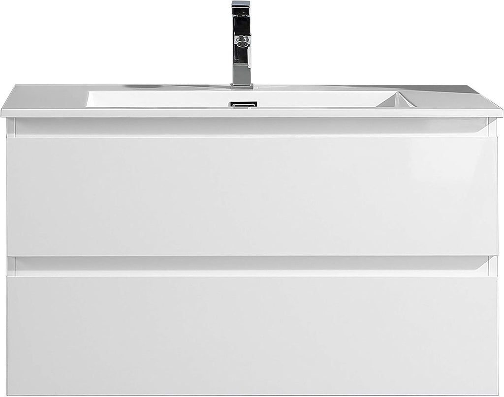 36 Inch Wall Mounted Bathroom Vanity with 2 Drawers and Sink L921