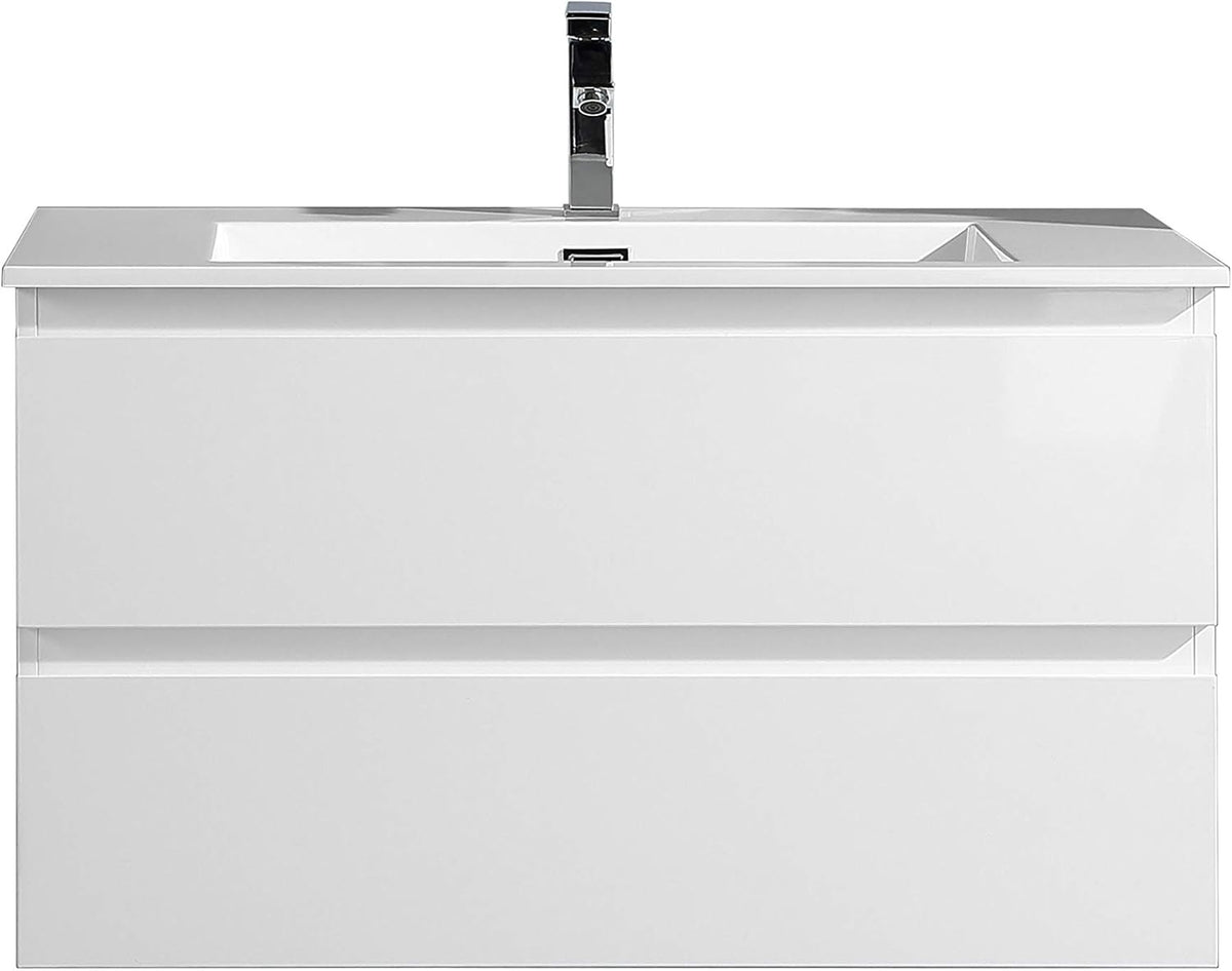 36 Inch Wall Mounted Bathroom Vanity with 2 Drawers and Sink L921