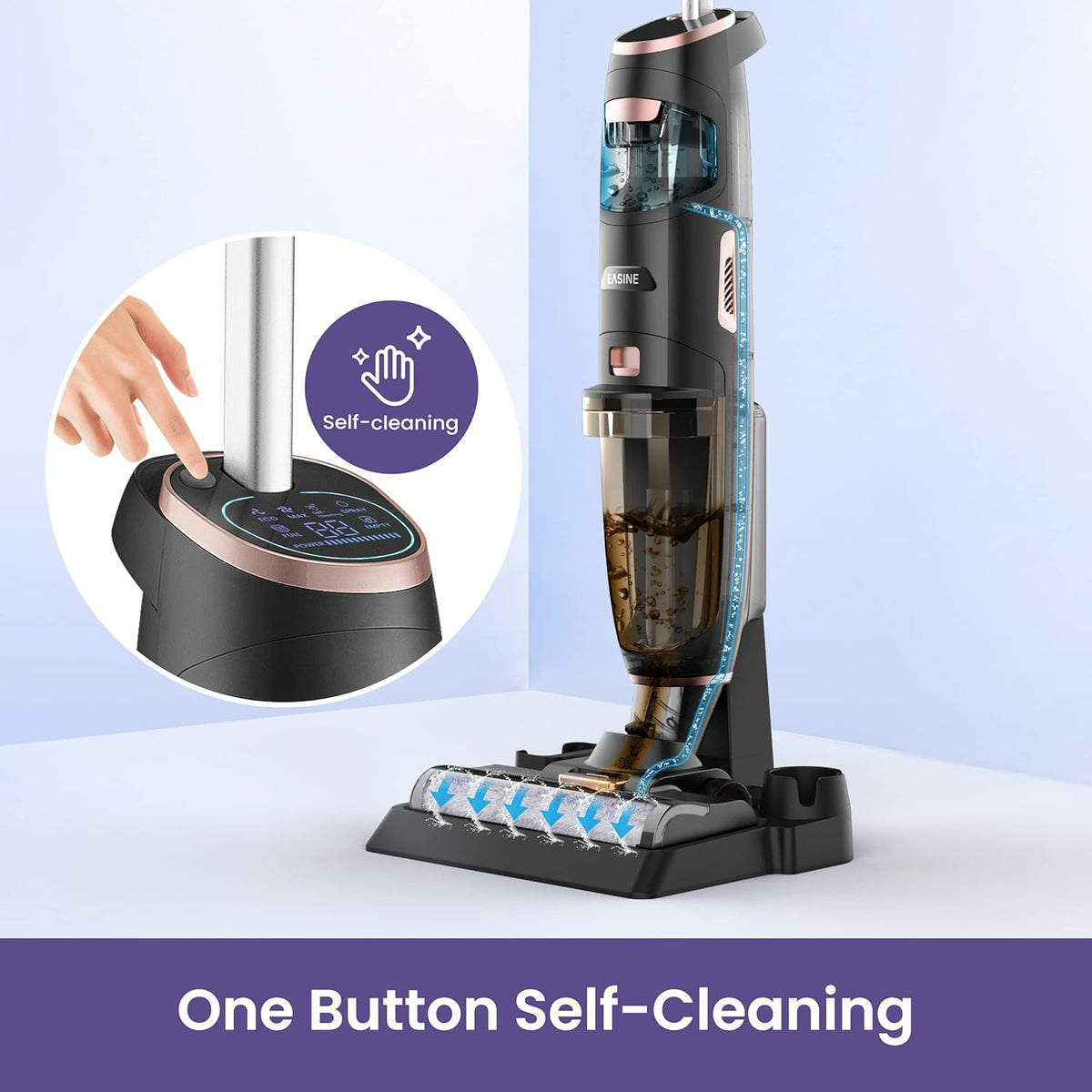 Cordless Stick Wet Dry Vacuum Cleaner, Self-Cleaning, Black Y3176