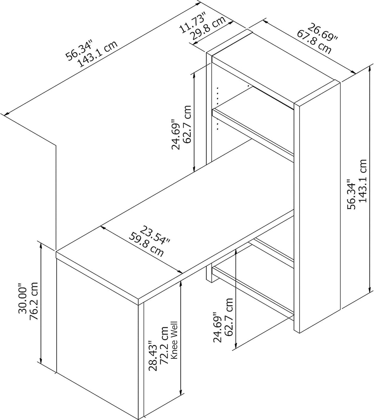 Gray Sand Bookcase Desk A5339