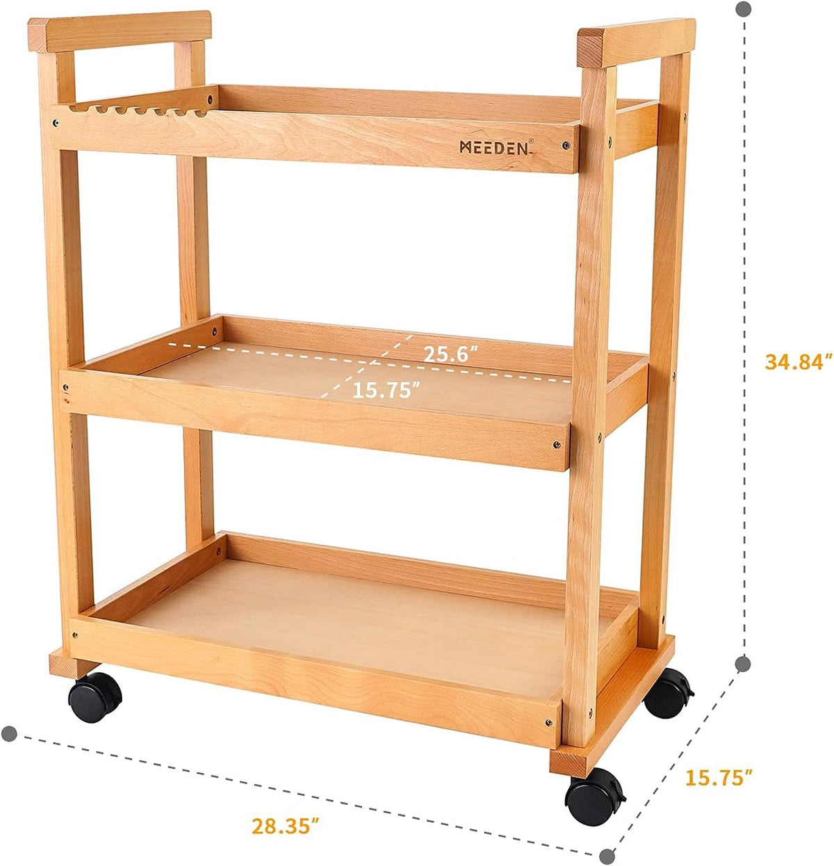 3-Tier Rolling Beechwood Art Cart Storage Organizer O38776