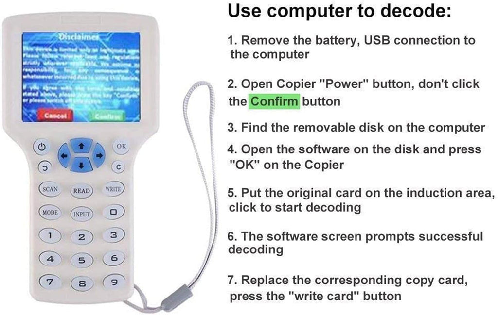 NFC RFID Card Reader Writer Duplicator with 10 ID Cards, 10 Keyfobs and 10 IC Keys R588