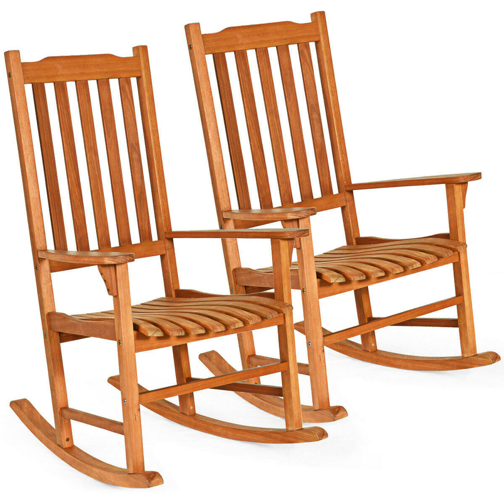 2 Pcs Outdoor Eucalyptus Rocking Chair N9415