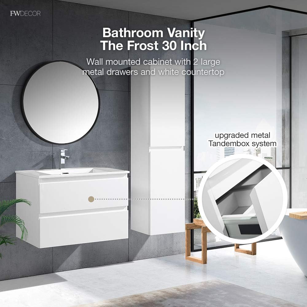 36 Inch Wall Mounted Bathroom Vanity with 2 Drawers and Sink L921