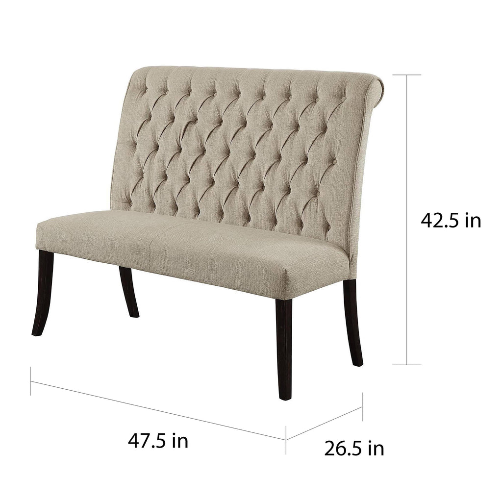 Ivory Chenille Tufted Dining Bench O2152