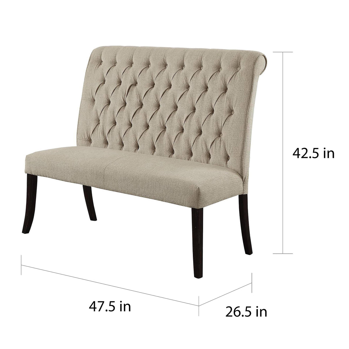 Ivory Chenille Tufted Dining Bench O2152