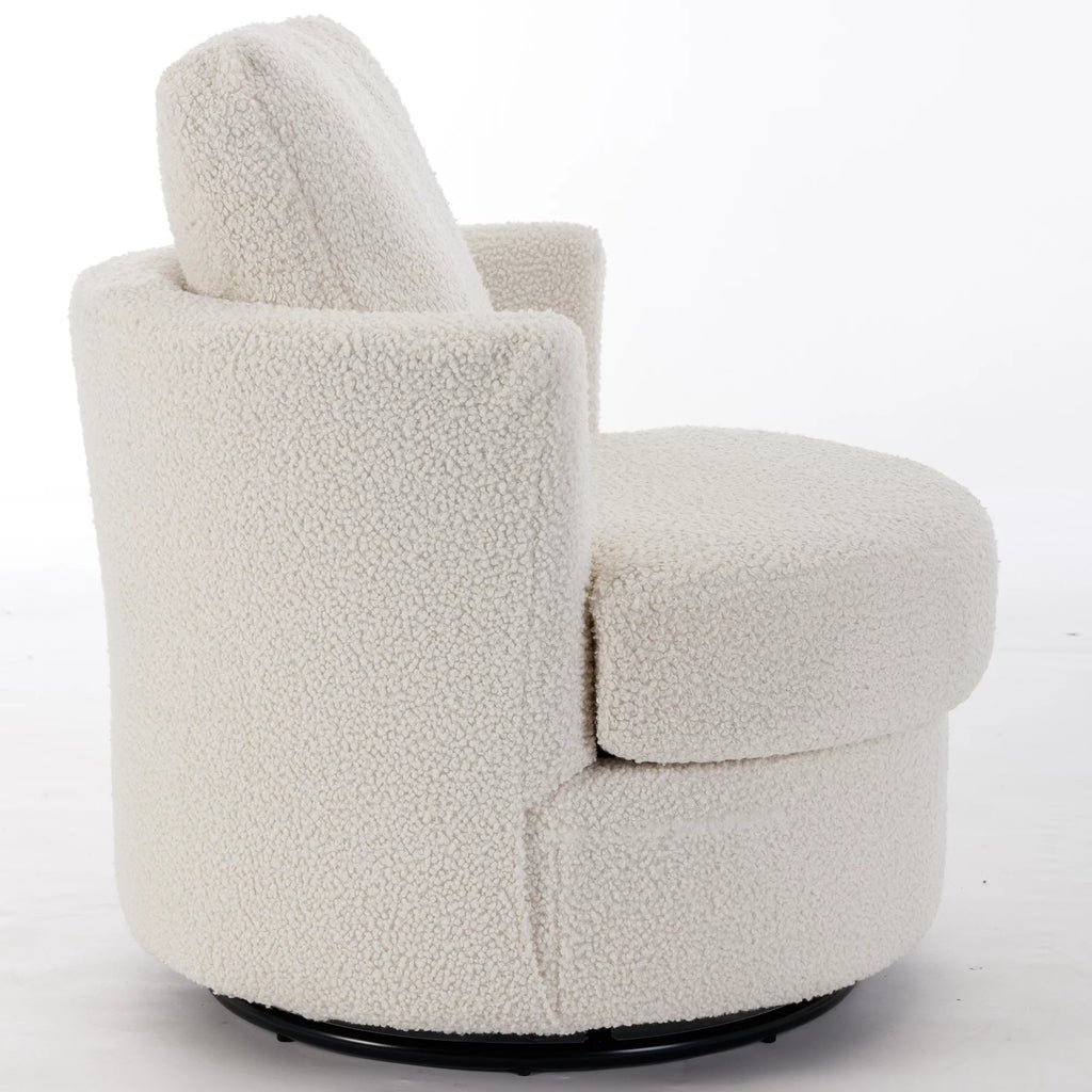 Beige Chenille Swivel Barrel Armchair G928933