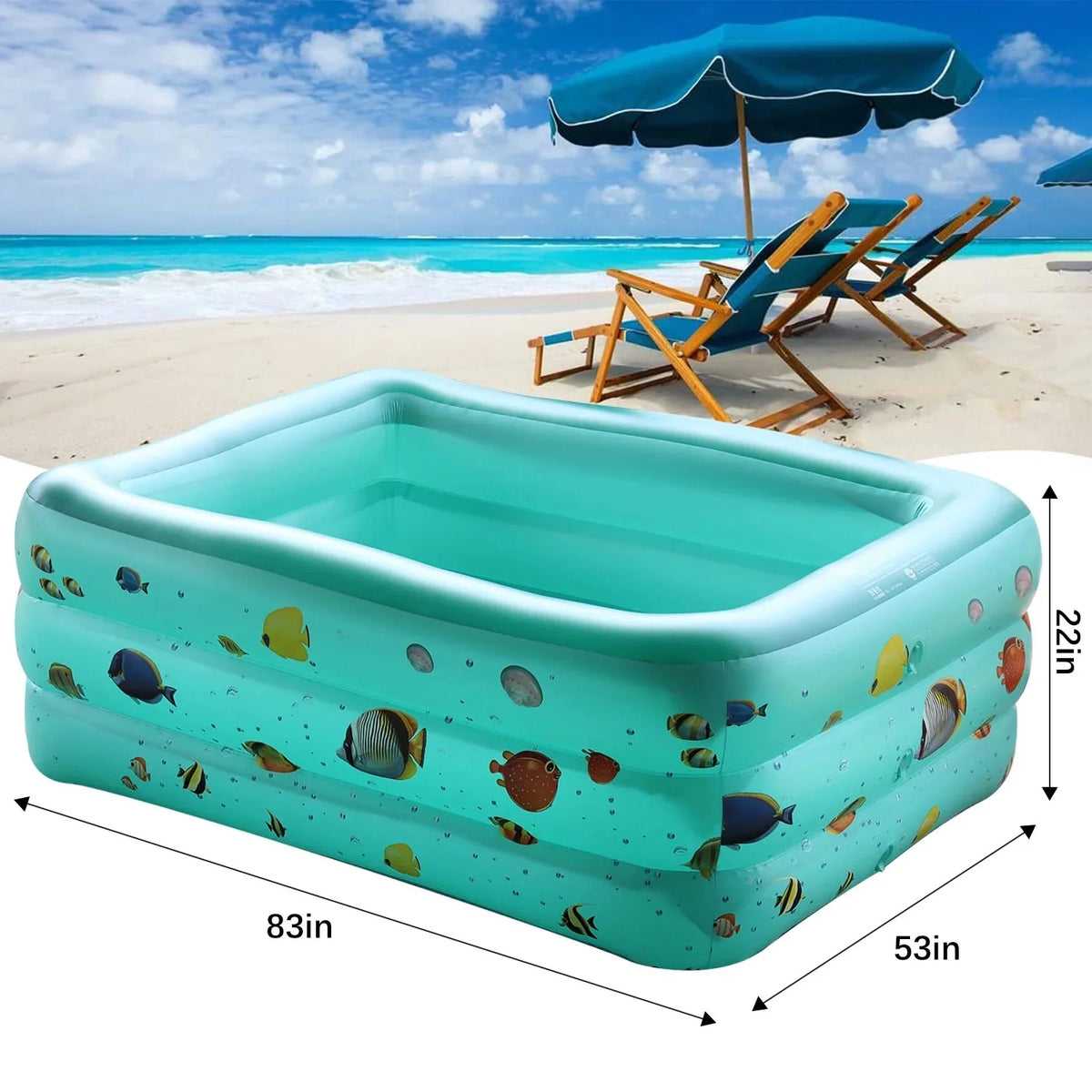 Inflatable Rectangular Family Swimming Pool M56567