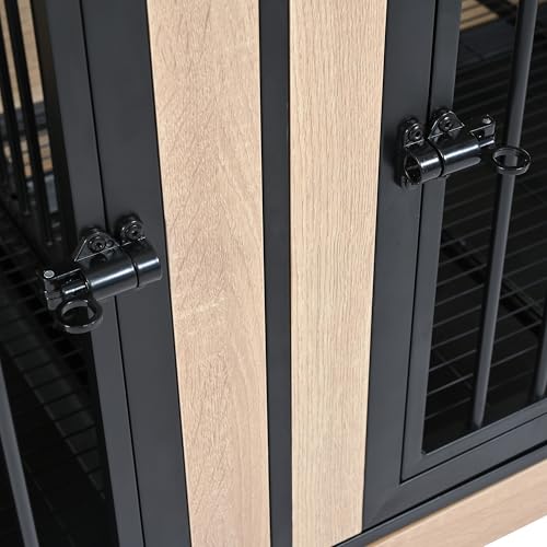 XL Double Large Wooden Dog Crate Furniture with Tray & Partition K825