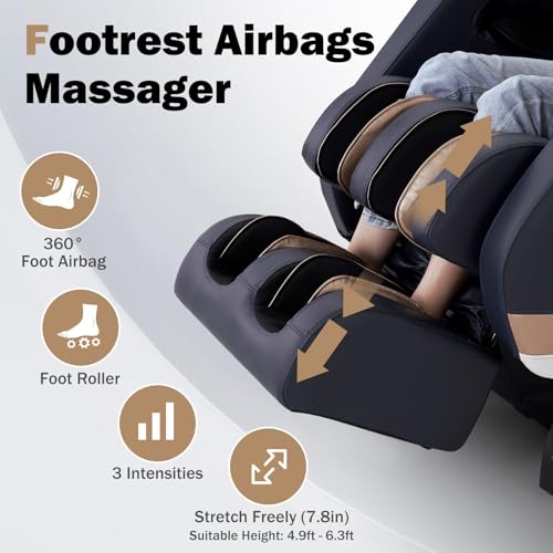 4D Zero Gravity Heated Massage Chair Recliner with SL Track (Black) X9831