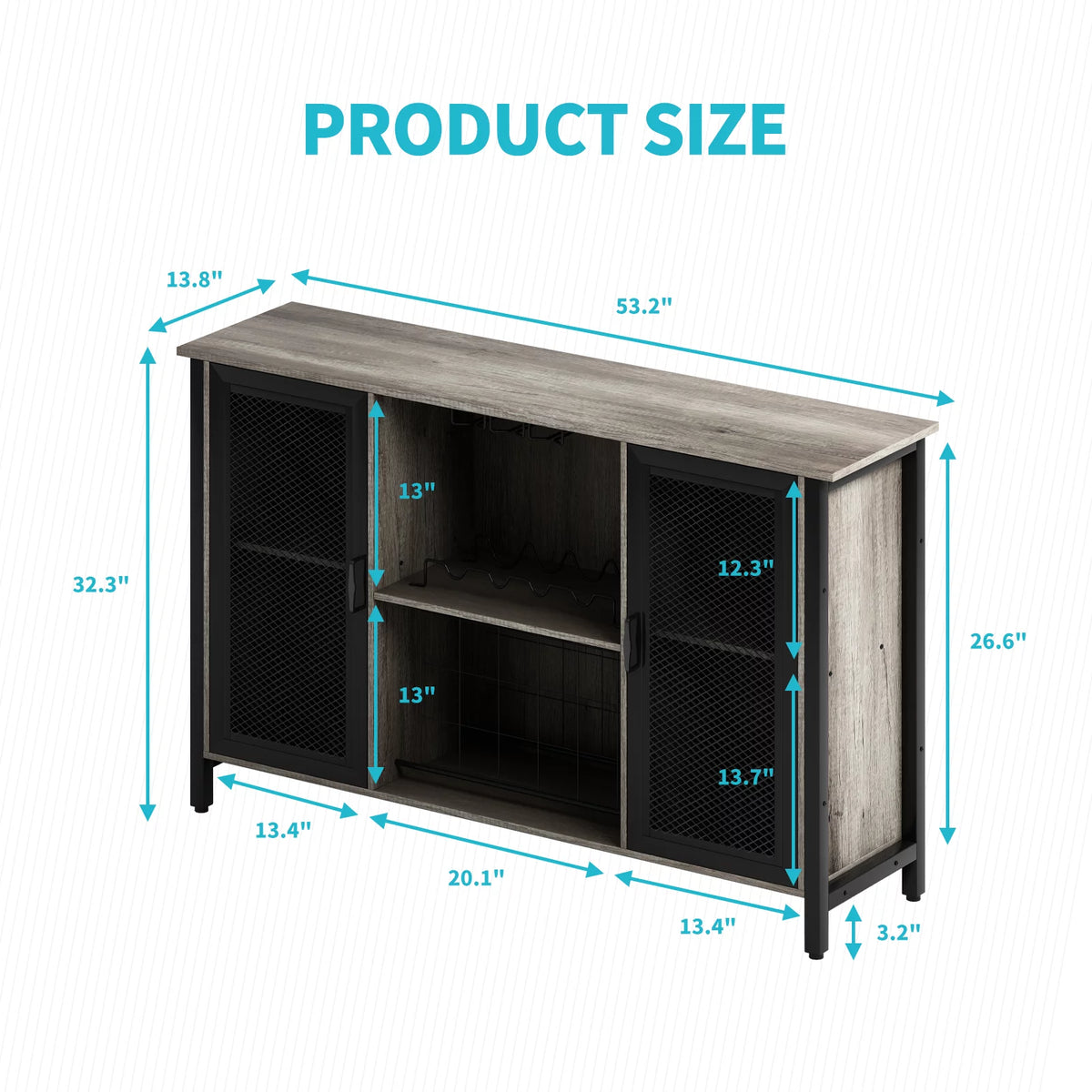 Wine Bar Cabinet with Storage and Wine Rack M327773