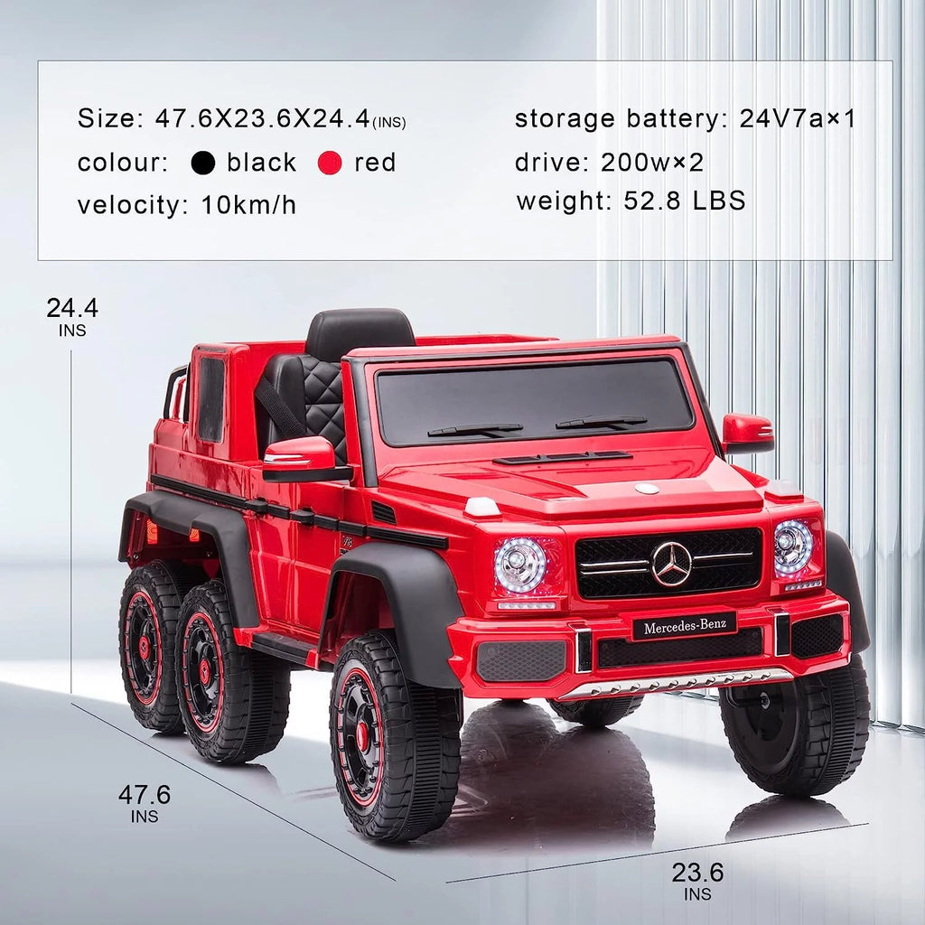 24V Powered Ride On Car with 6 Wheels, Remote Control, MP3 Player, Red C864