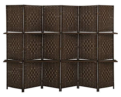 4 Panel Wood Room Divider with Storage Shelves H169