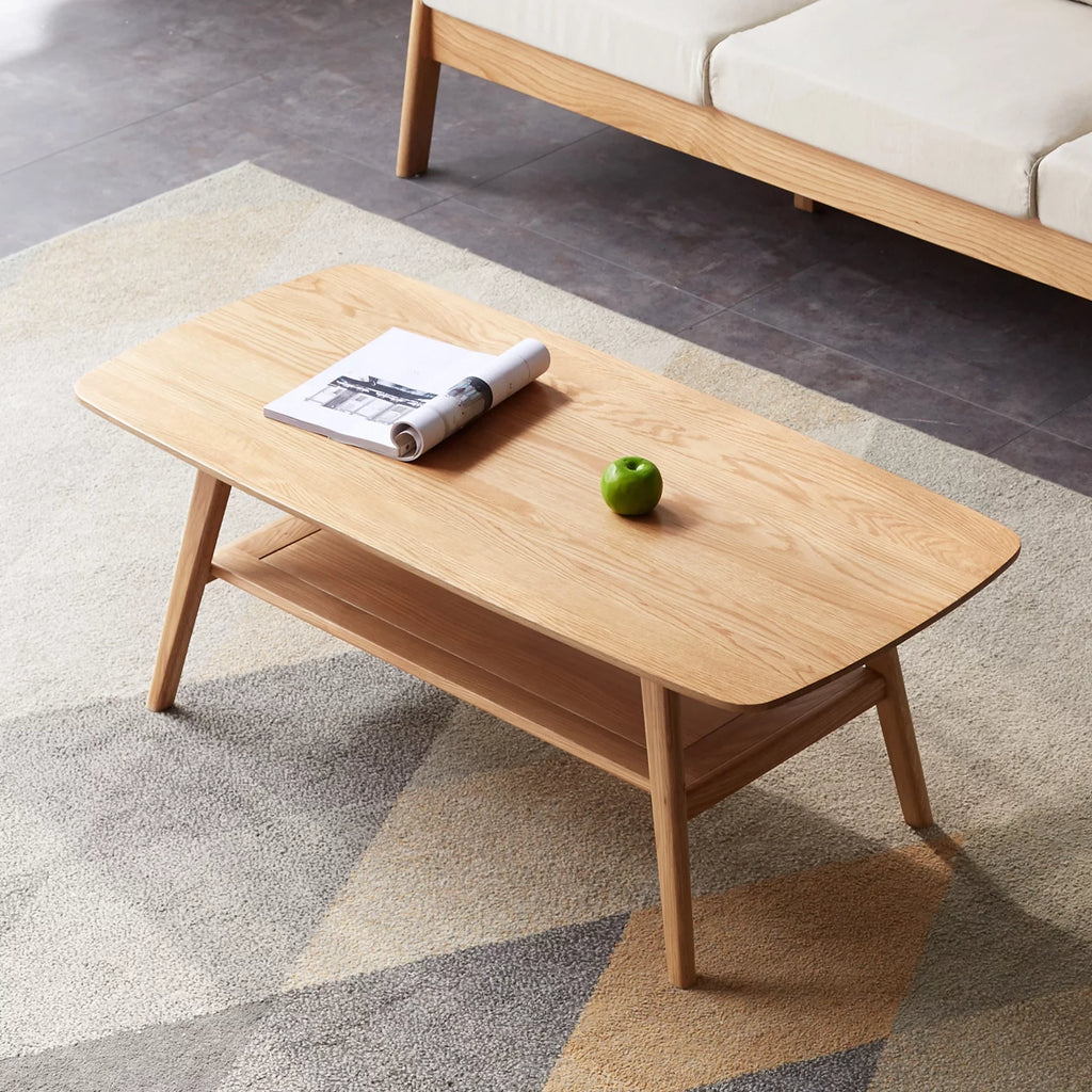 Solid Wood Coffee Table with Storage Shelf M9432