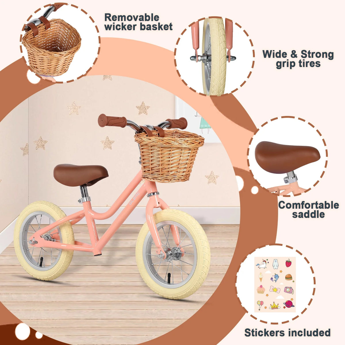 12 inch Kids Balance Bike with Basket T4105