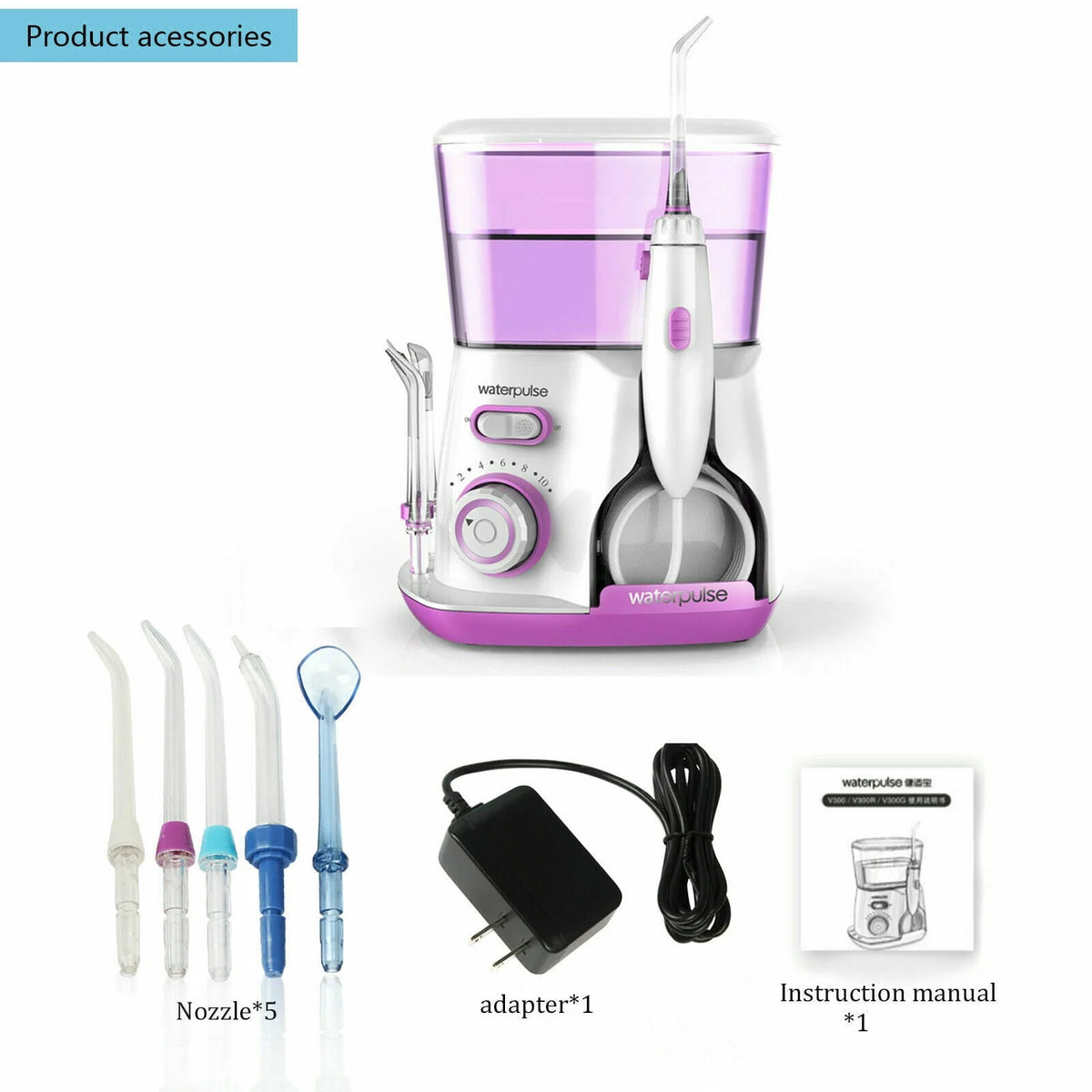 800ml Electric Dental Water Flosser Oral Irrigator with 5 Tips T355330
