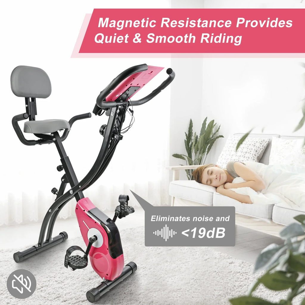 Folding Upright Exercise Bike Stationary Cycling Bike Black J3222