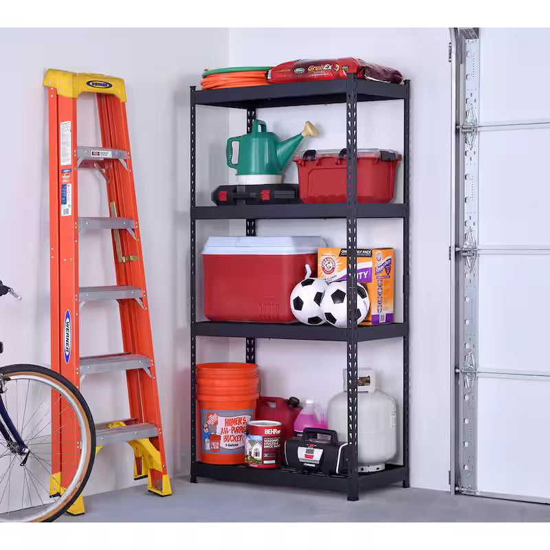 4-Tier Heavy Duty Steel Shelving Unit in Black Q400