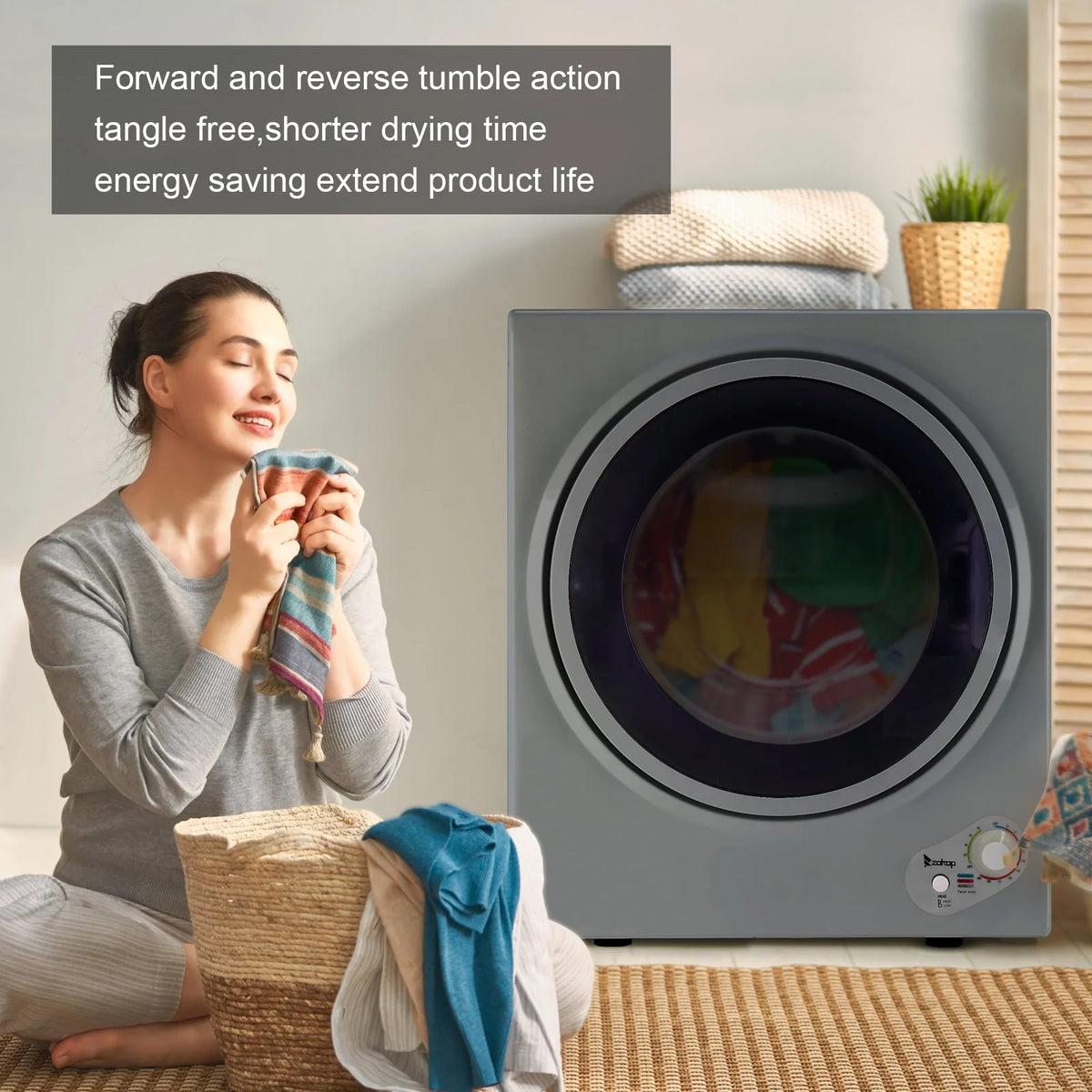 1.6 cu. ft. Compact Portable Electric Laundry Dryer, Gray P210