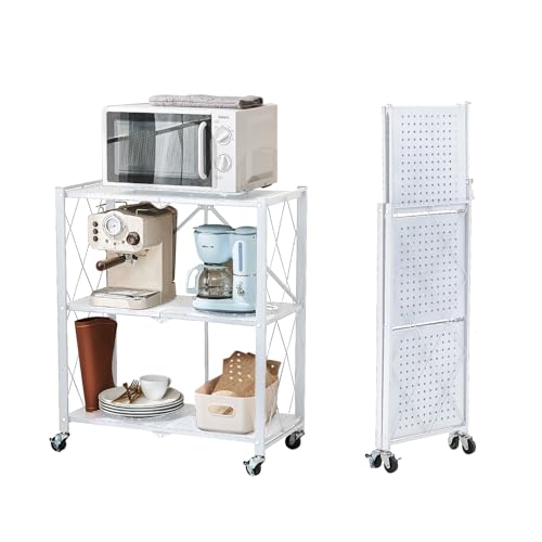 4-Shelf Foldable Metal Storage Shelves with Wheels K573836