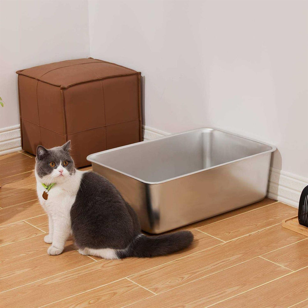 Stainless Steel Litter Box with 8in High Sides N209383
