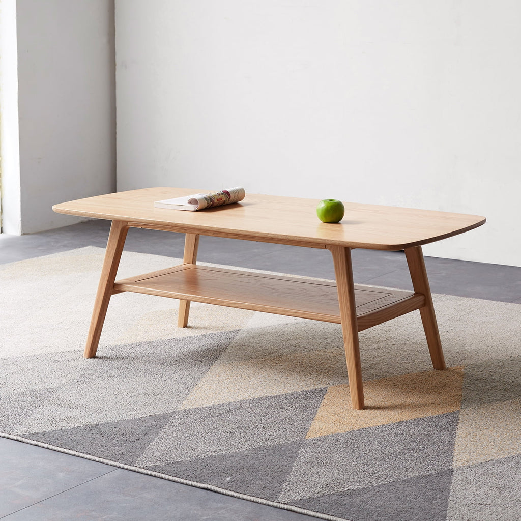 Solid Wood Coffee Table with Storage Shelf M9432