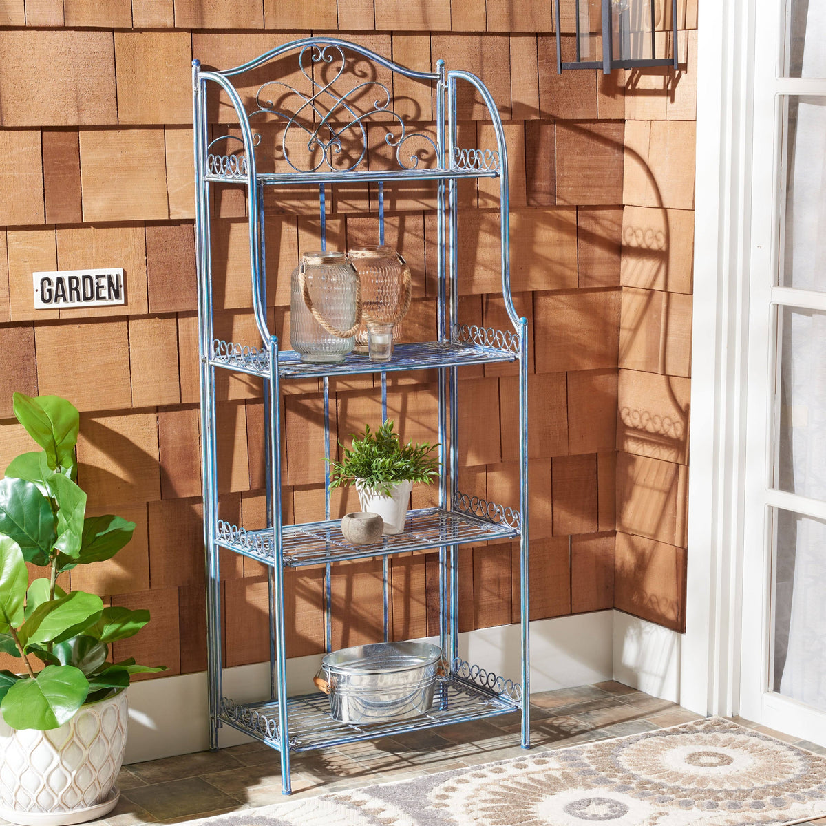 4 Tier Wrought Iron Outdoor Bakers Rack D9594