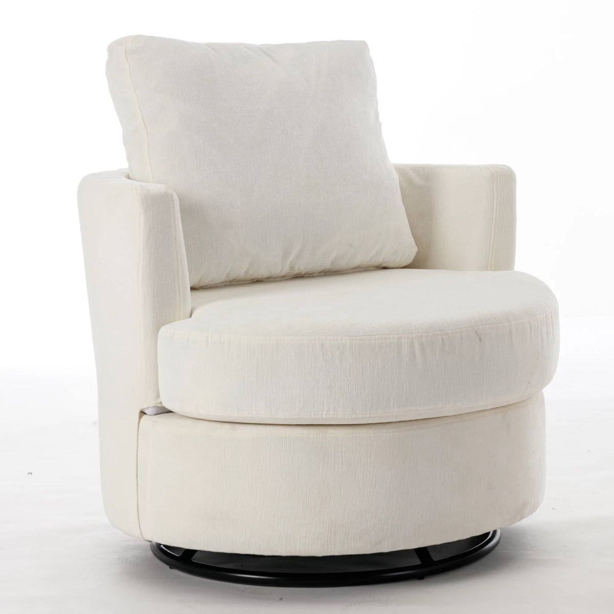 Beige Chenille Swivel Barrel Armchair G928933