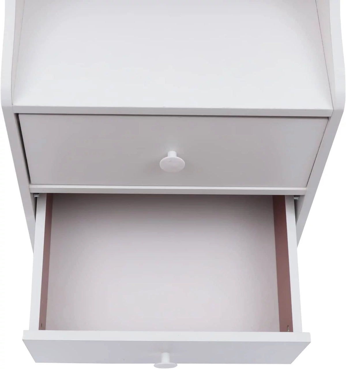 White 3 Layers Bedside Table with Storage Shelf D32504