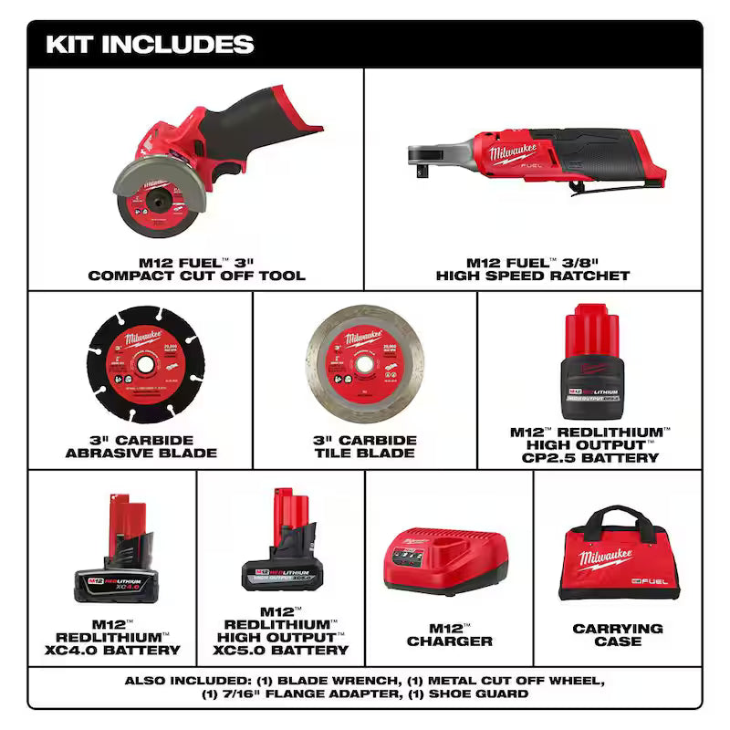 12V Lithium-Ion Brushless Cordless Cut Off Saw Kit & 3/8 in. Ratchet I441