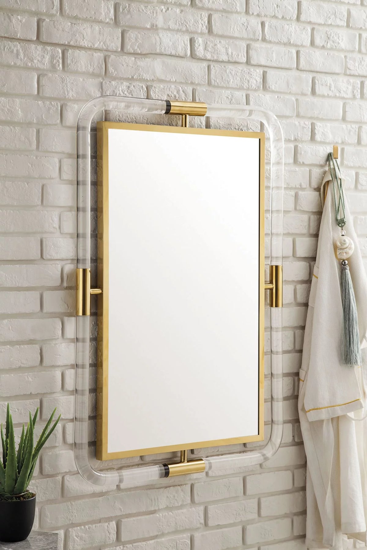 30 in. Polished Gold & Lucite Mirror J232