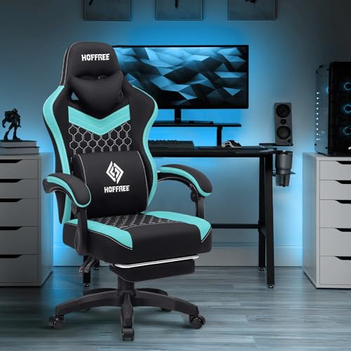 Black Leather Ergonomic Gaming Chair with Footrest H670514