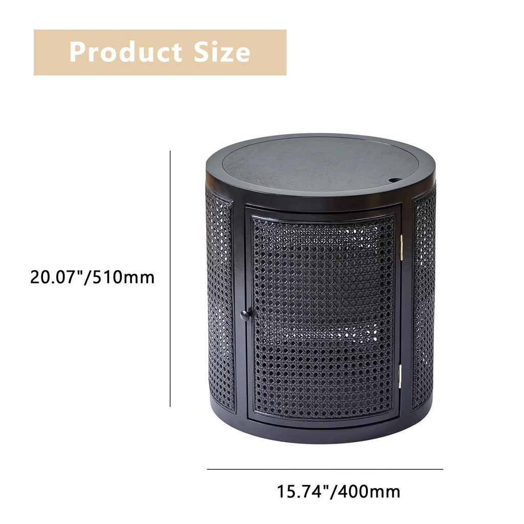 15 Diameter Round End Table with Double Storage Cabinet T5895