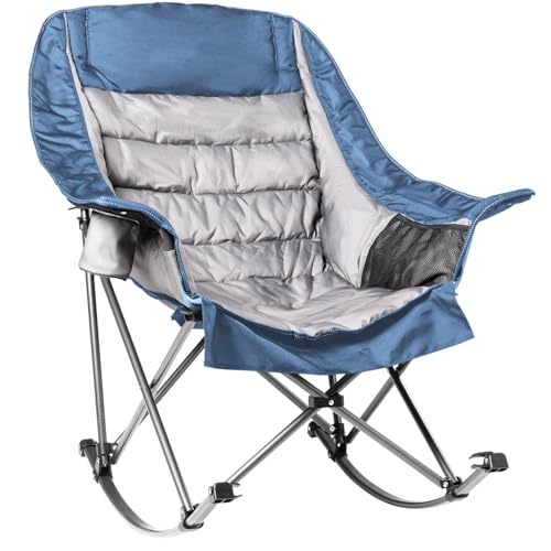 Oversized Padded Rocking Camping Chair with Cup Holder V1488