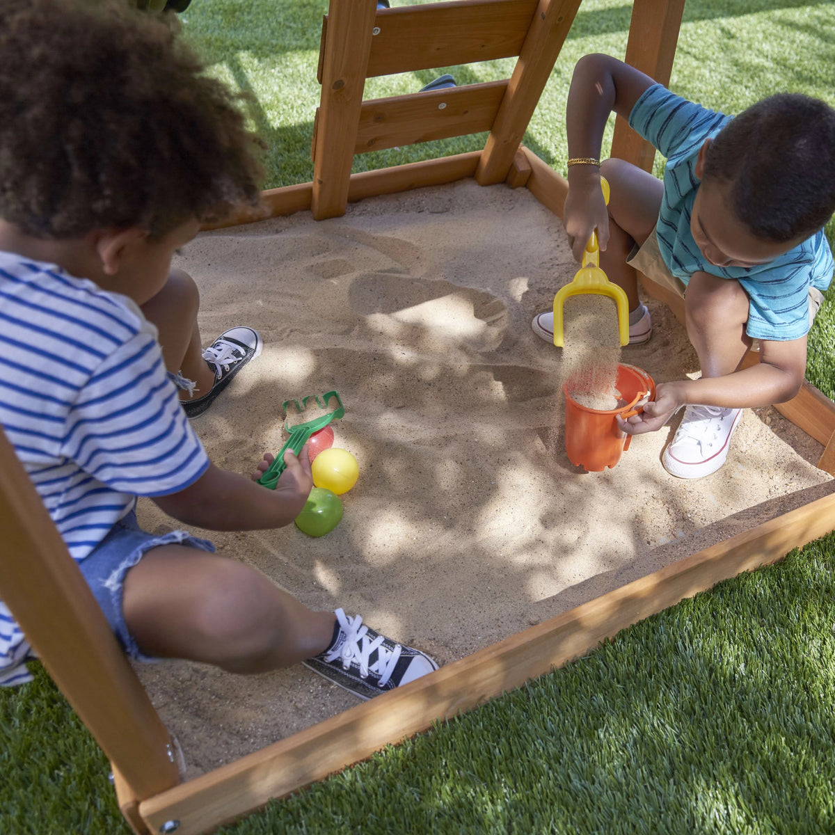 Wooden Outdoor Swing Set with Slide and Rock Wall Z3029