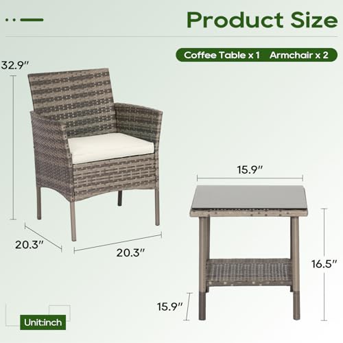 4-Piece Black Wicker Patio Furniture Set with Coffee Table S23037