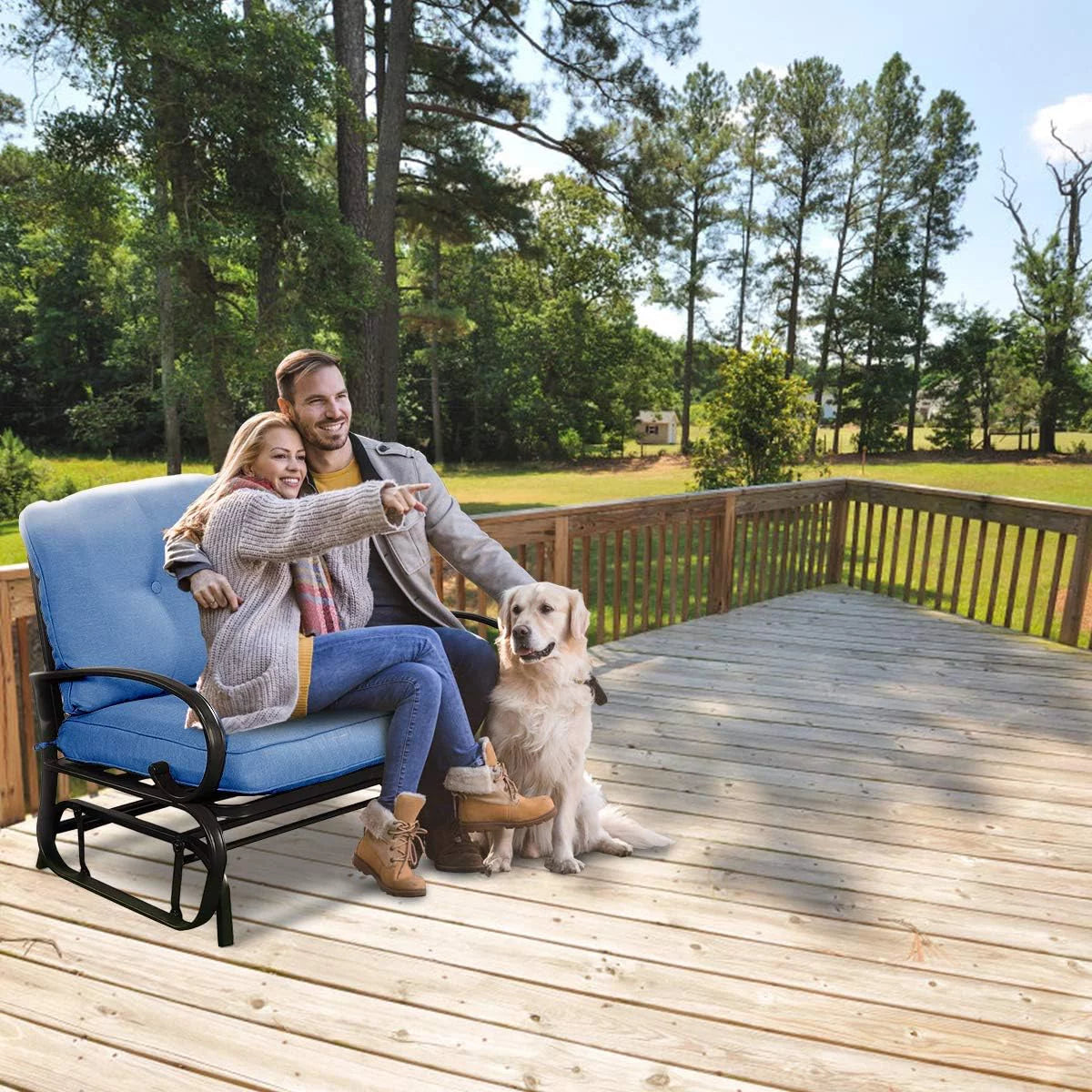 2 Person Outdoor Glider Bench with Cushion G824737