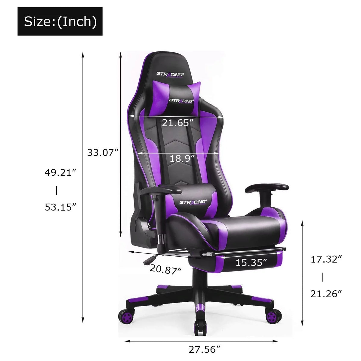 Purple Gaming Chair with Speakers and Footrest Y30420