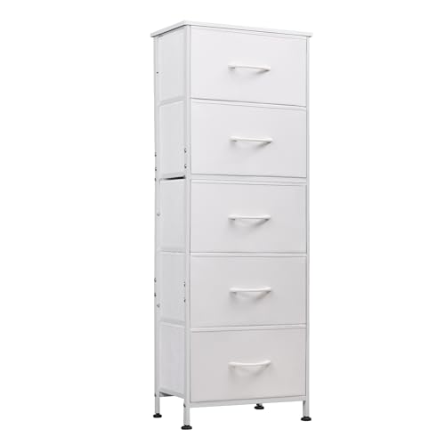 Fabric 5-Drawer Tall Dresser with Wood Top E68991