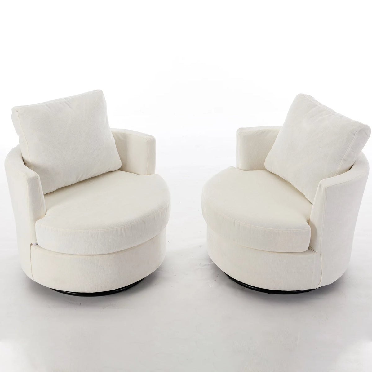 Beige Chenille Swivel Barrel Armchair G928933