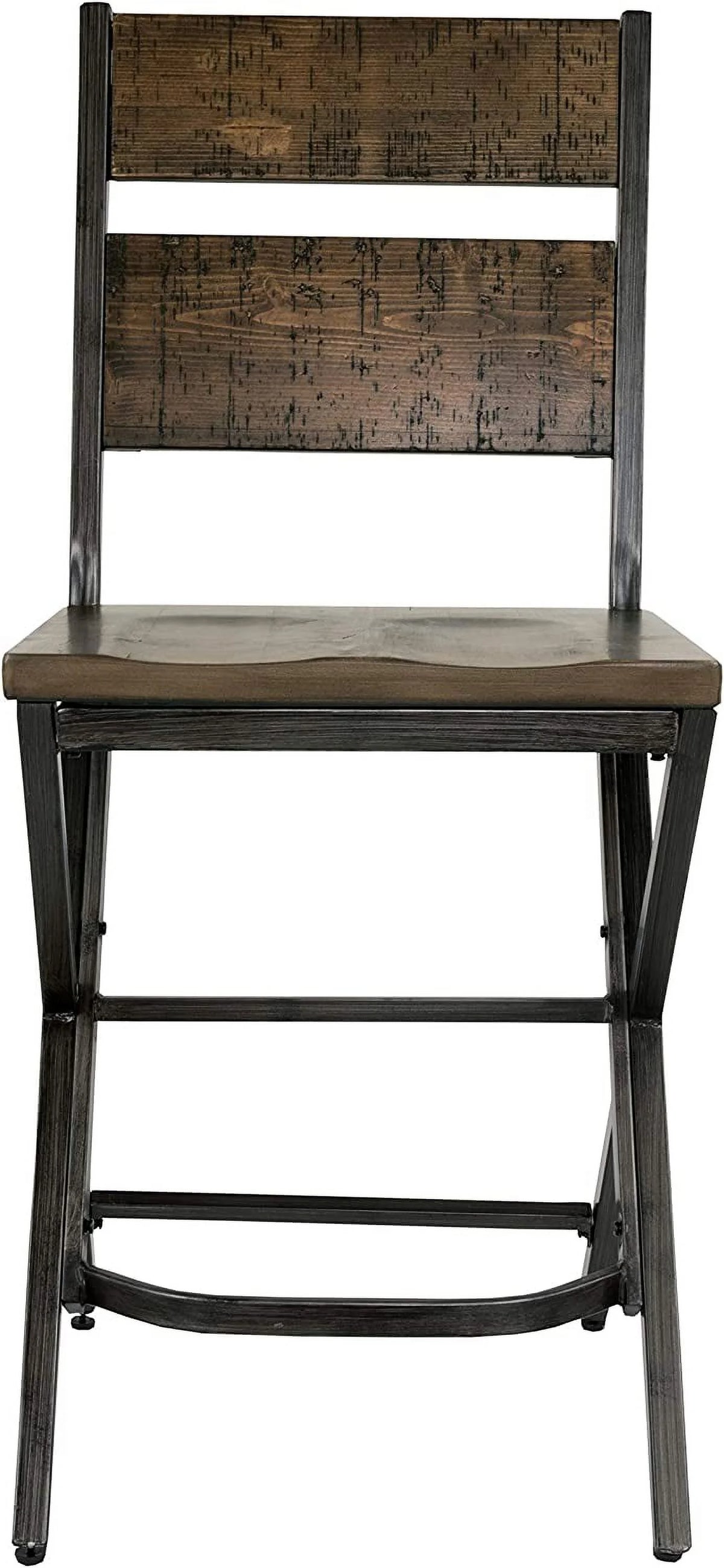 24" Rustic Counter Height Barstool, 2 Count, Brown J798